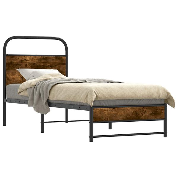 vidaXL Cadre de lit sans matelas 80x200cm ch&ecirc;ne fum&eacute; bois d'ing&eacute;nierie