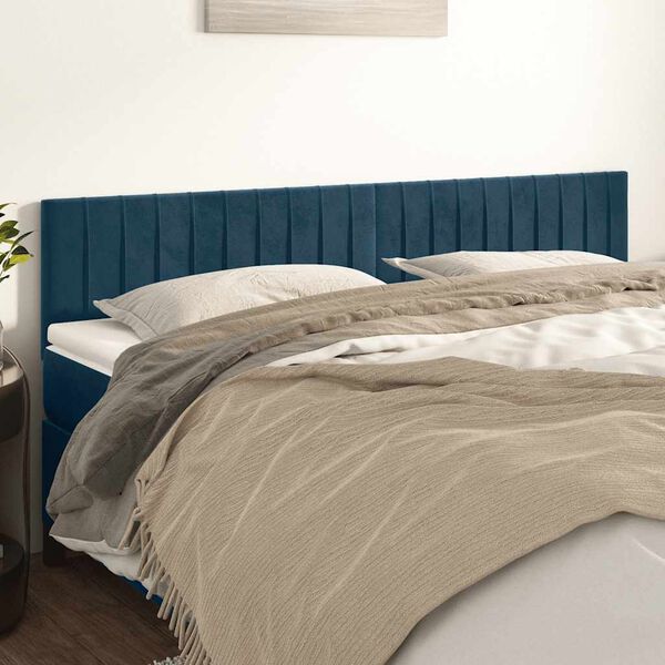 vidaXL T&ecirc;tes de lit Bleu fonc&eacute; 160 x 5 x 78/88 cm Velours