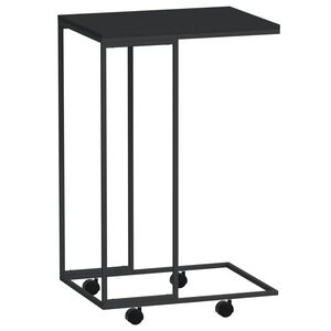 vidaXL Table d'appoint avec roues Noir 40x30x63,5 cm Bois d'ing&eacute;nierie