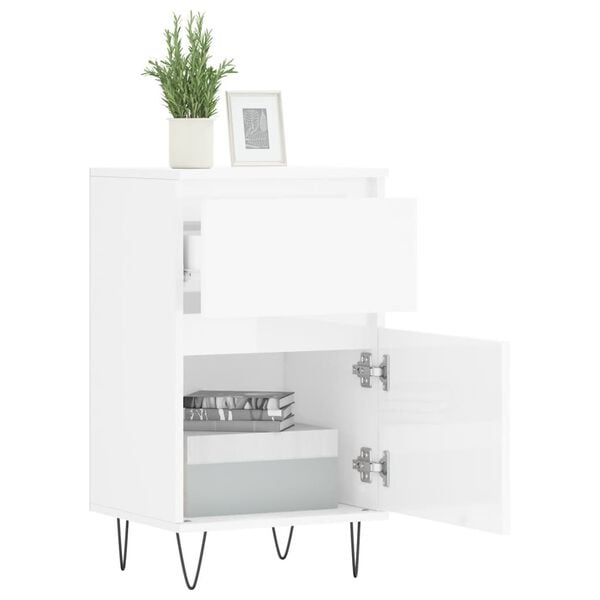 vidaXL Buffets 2 pcs blanc brillant 40x35x70 cm bois d'ing&eacute;nierie