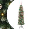 vidaXL Arbre de Noël artificiel slim avec 300 LED Vert et blanc 180 cm