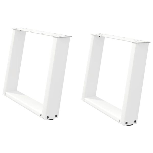 vidaXL Pieds de table basse en U 2 pi&egrave;ces Blanc 60 x (42-43) cm Acier
