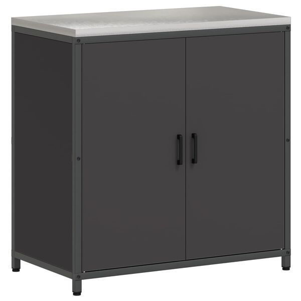 vidaXL Rangement de cuisine avec &eacute;tag&egrave;re Noir 60 x 50 x 92 cm Acier