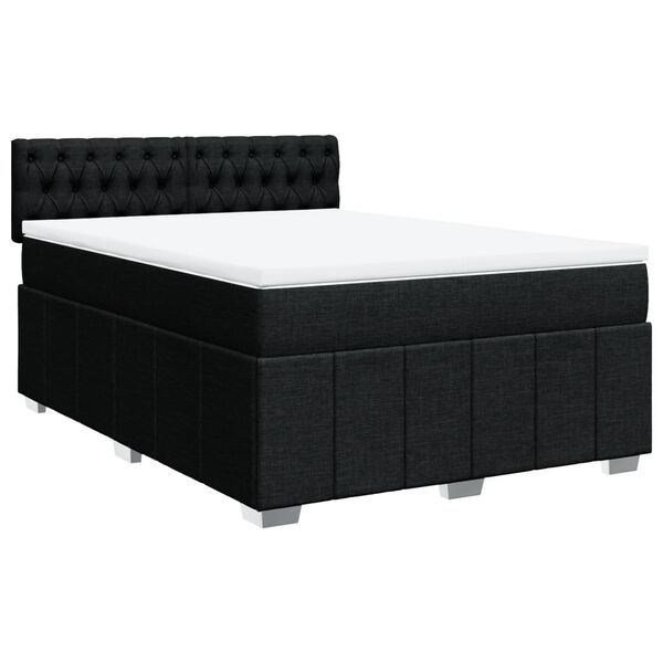 vidaXL Sommier &agrave; lattes de lit avec matelas Noir 160x200 cm Tissu