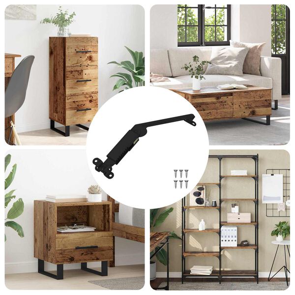 vidaXL Charni&egrave;re de support de couvercle 12 pcs Noir 192 x 32 x 50 mm