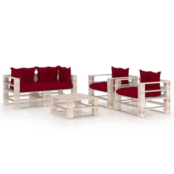 vidaXL Salon palette de jardin 5 pcs avec coussins bois de pin