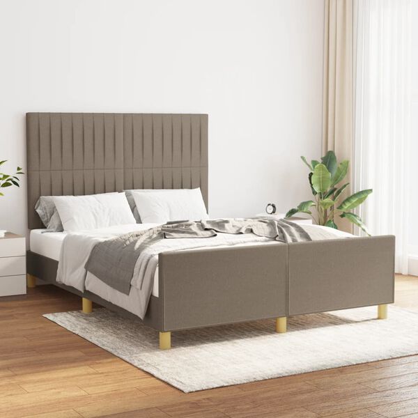 vidaXL Cadre de lit sans matelas taupe 140x190 cm tissu