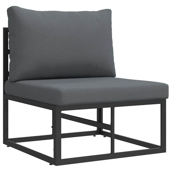 vidaXL Ensemble de canapé de jardin avec coussin 3 pcs Noir Aluminium