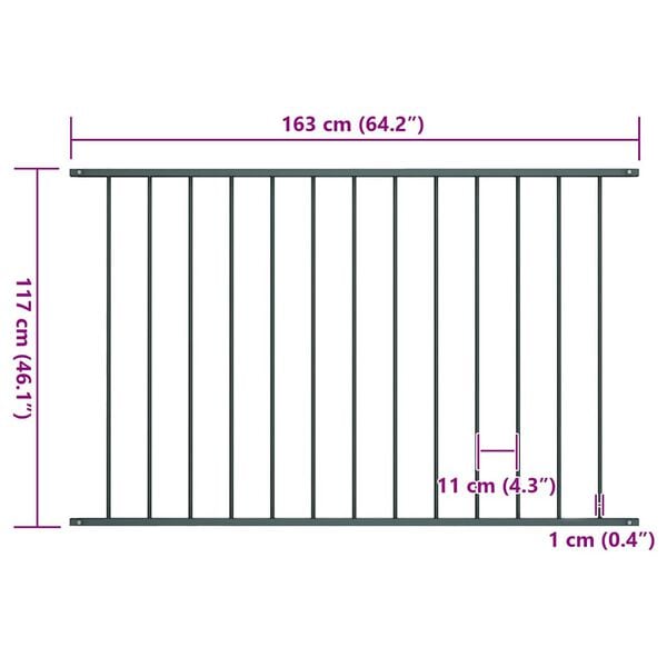vidaXL Panneau de cl&ocirc;ture en acier thermolaqu&eacute; 1,7 x 1,17 m Anthracite