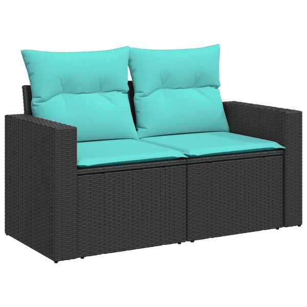 vidaXL Salon de jardin 6 pcs avec coussins noir r&eacute;sine tress&eacute;e