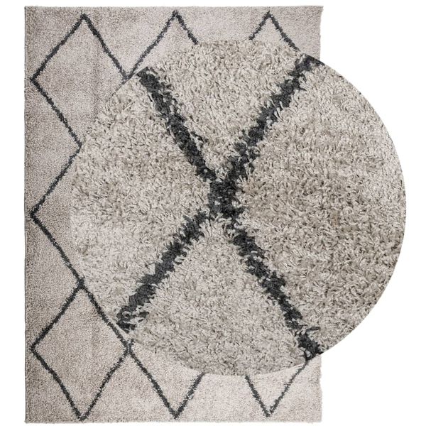 vidaXL Tapis shaggy à poils longs moderne beige anthracite 200x280 cm