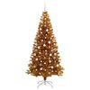 vidaXL Sapin de No&euml;l avec 300 LED avec support Dor&eacute; 210 cm PET
