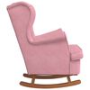 vidaXL Fauteuil &agrave; bascule &agrave; oreilles en velours rose bois massif