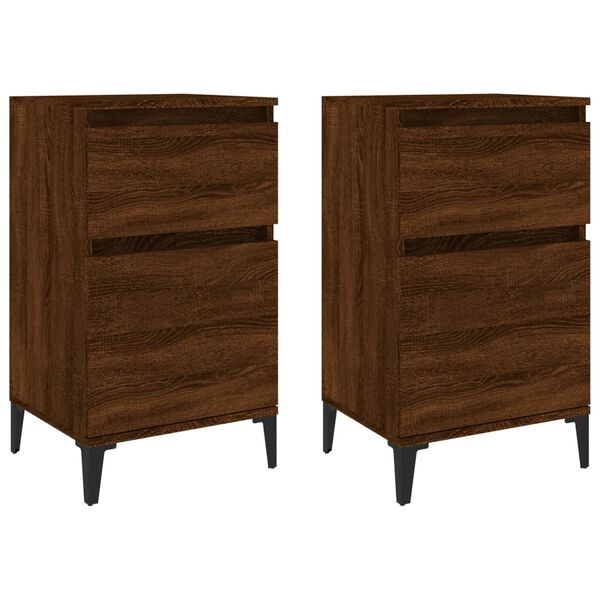vidaXL Tables de chevet 2 pcs chêne marron 40x35x70 cm