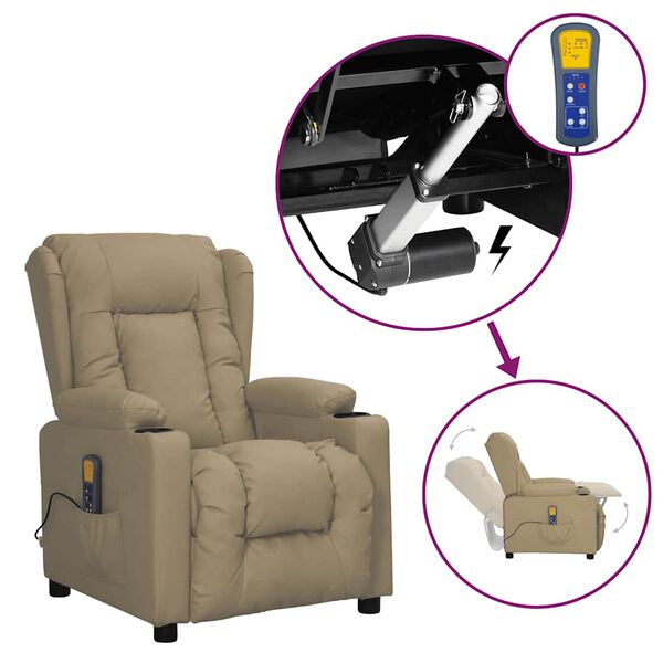 vidaXL Fauteuil de massage Cappuccino Similicuir