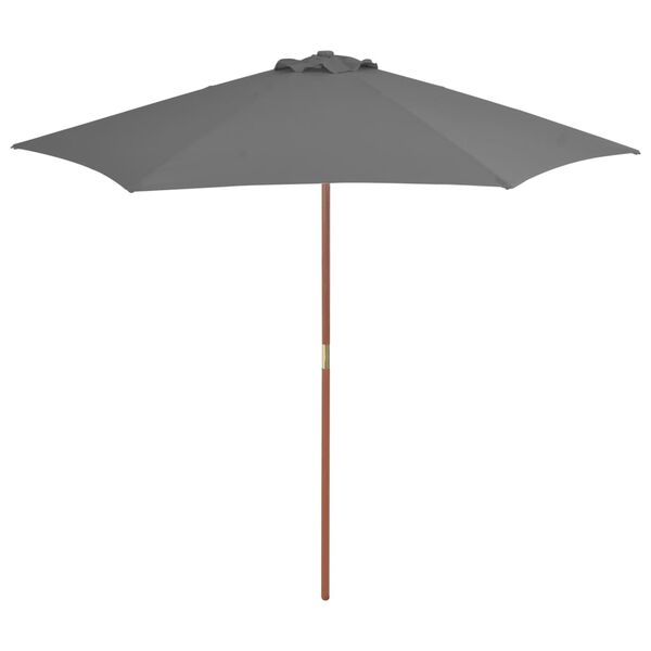 vidaXL Parasol d'ext&eacute;rieur avec m&acirc;t en bois 270 cm Anthracite