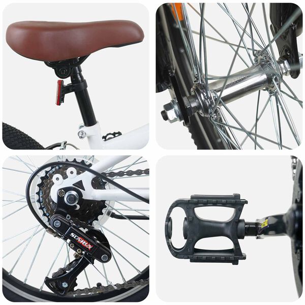 vidaXL Kids Mountain Bike 20 Pouces 6-Speed pour 5-8 ans Blanc