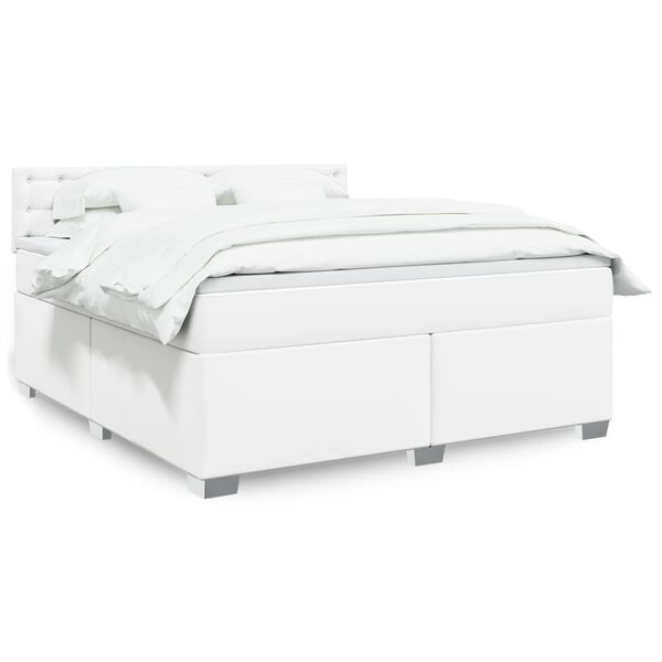 vidaXL Sommier &agrave; lattes de lit avec matelas Blanc 180x200cm Similicuir