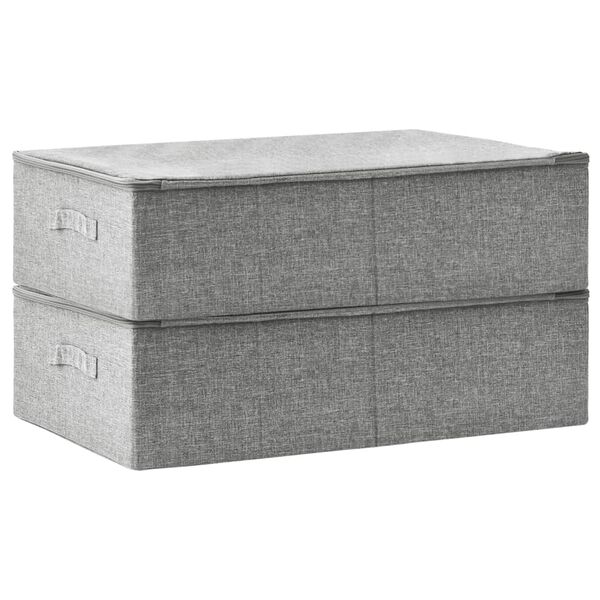 vidaXL Boîtes de rangement 2 pcs Tissu 70x40x18 cm Gris