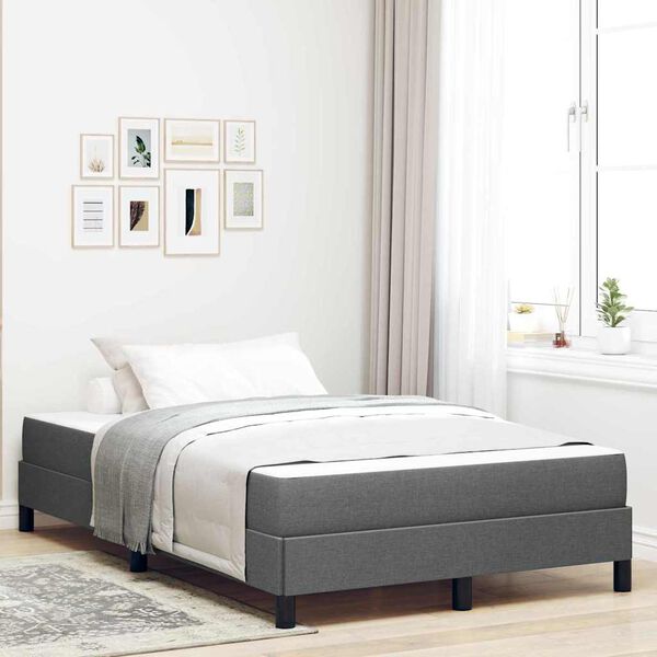 vidaXL Lit &agrave; ressorts avec matelas Gris fonc&eacute; 120 x 190 cm tissu
