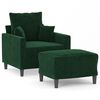 vidaXL Fauteuil avec repose-pied Vert fonc&eacute; 60 cm Velours