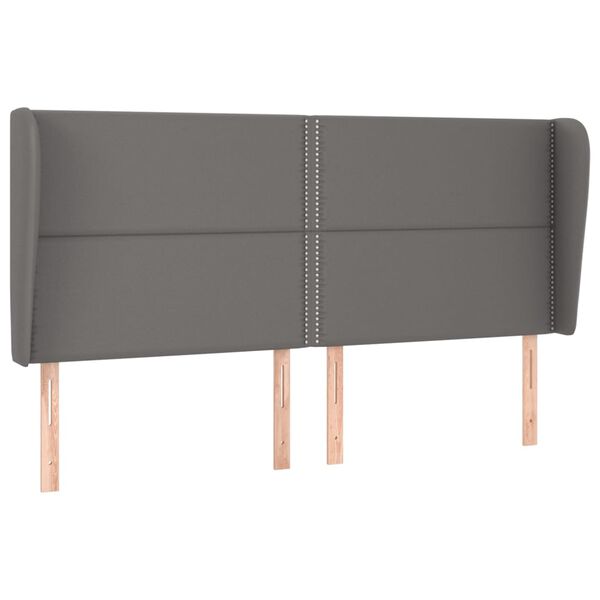 vidaXL T&ecirc;te de lit avec oreilles Gris 203x23x118/128 cm Similicuir