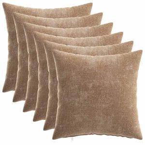 vidaXL Housse de coussin 6 pc HEERLEN Marron 30 x 30 cm Tissu Chenille