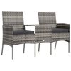 vidaXL Canap&eacute; jardin 2 places et table basse R&eacute;sine tress&eacute;e Anthracite
