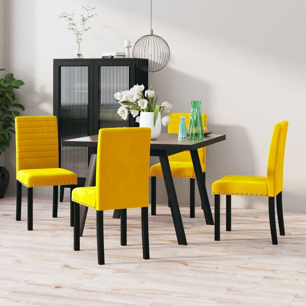 vidaXL Chaises &agrave; manger lot de 4 jaune velours