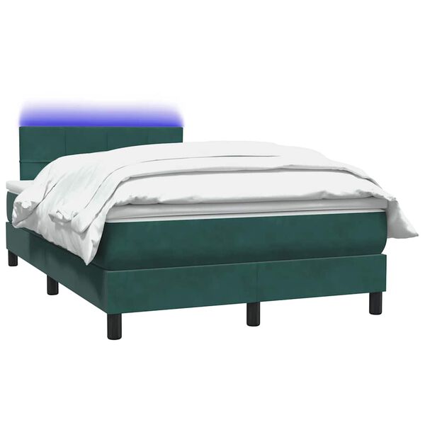 vidaXL Sommier &agrave; lattes de lit et matelas et LED vert fonc&eacute; 120x220cm velours