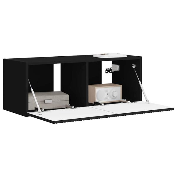 vidaXL Meuble TV mural Noir 78,5 x 31 x 29,5 cm Bois d'ing&eacute;nierie