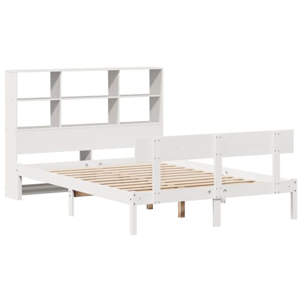 vidaXL Lit biblioth&egrave;que sans matelas blanc 140x190 cm bois pin massif