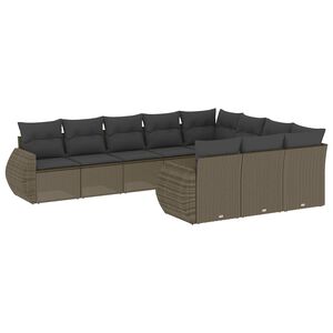 vidaXL Salon de jardin avec coussins 10 pcs gris clair r&eacute;sine tress&eacute;e