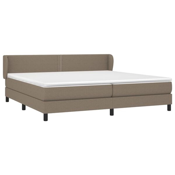 vidaXL Sommier &agrave; lattes de lit avec matelas Taupe 200x200 cm Tissu