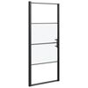 vidaXL Porte de douche 91x195 cm Verre tremp&eacute; demi-d&eacute;poli Noir