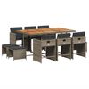 vidaXL Ensemble &agrave; manger de jardin 11pcs avec coussins gris poly rotin