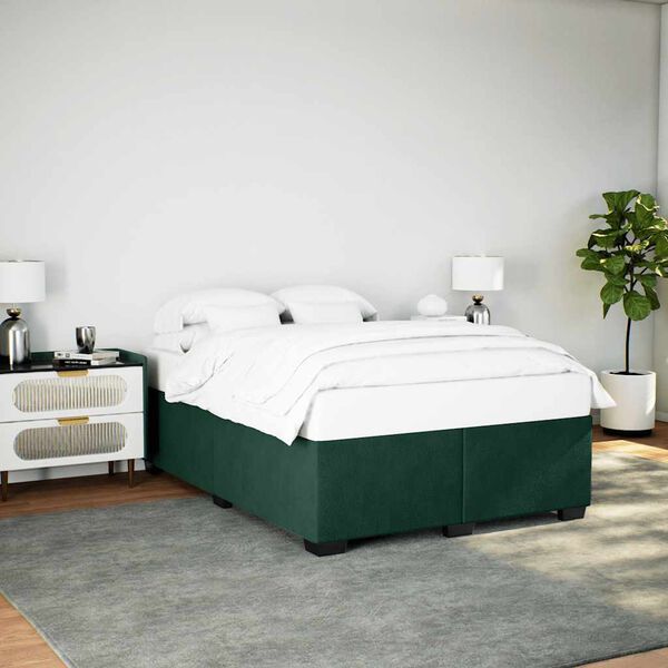 vidaXL Cadre de lit sans matelas vert fonc&eacute; 140x200 cm velours