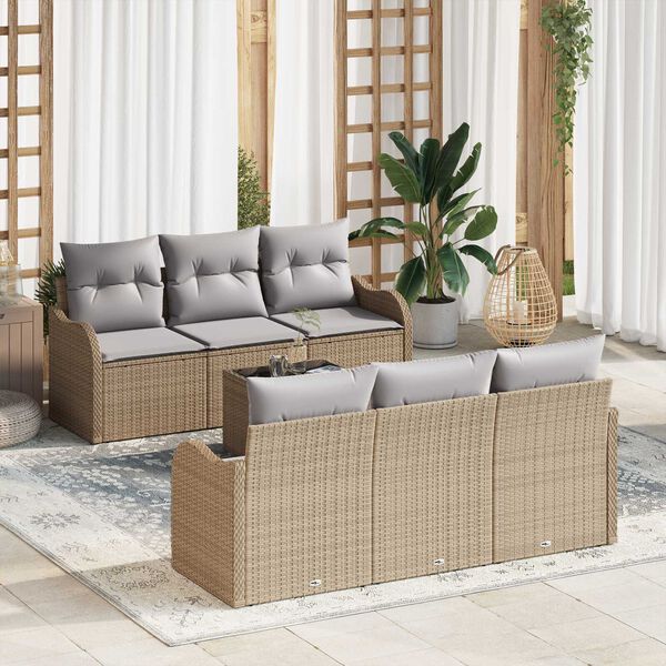 vidaXL Ensemble de canapé de jardin Beige 55 x 55 x 37 cm polyrotin