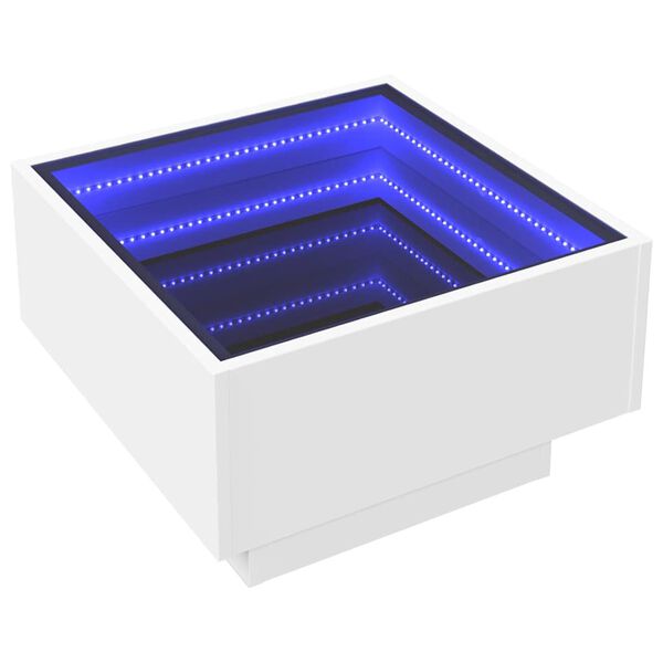 vidaXL Table basse avec LED blanc 50x50x30 cm bois d'ing&eacute;nierie