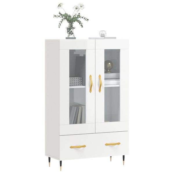vidaXL Buffet haut blanc brillant 69,5x31x115 cm bois d'ing&eacute;nierie