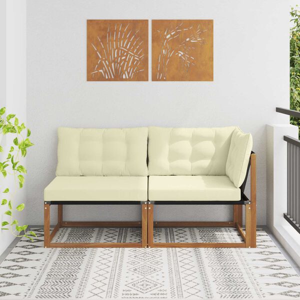 vidaXL Canap&eacute; central et d'angle 2 Pi&egrave;ce Naturel Bois d'Acacia Massif