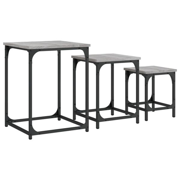 vidaXL Tables basses gigognes 3 pcs sonoma gris bois d'ing&eacute;nierie