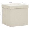 vidaXL Tabouret de rangement pliable Blanc crème Faux lin