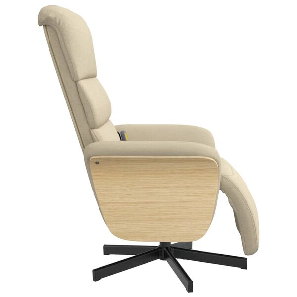 vidaXL Fauteuil inclinable de massage avec repose-pieds cr&egrave;me tissu