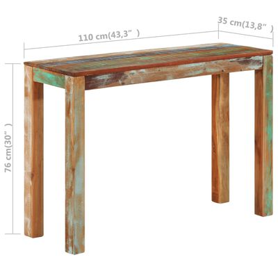vidaXL Table console 110x35x76 cm Bois de récupération massif
