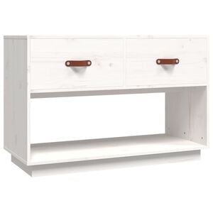 vidaXL Meuble TV Blanc 90x40x60 cm Bois de pin massif