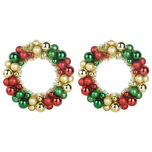 vidaXL Couronnes de Boules de No&euml;l 2 pc Multicolore 33 x 33 x 7 cm