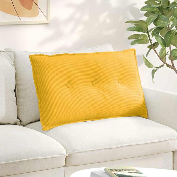 vidaXL Coussin de Dos Jaune clair 80 x 50 cm Tissu en velours c&ocirc;tel&eacute;