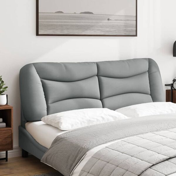 vidaXL Coussin de t&ecirc;te de lit Hvar gris clair 160 cm tissu