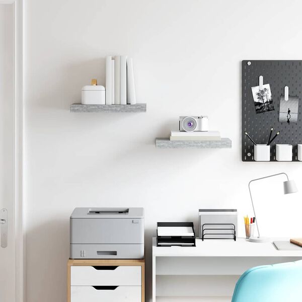 vidaXL &Eacute;tag&egrave;res murales flottantes 2 pcs gris b&eacute;ton 40x23x3,8 cm MDF